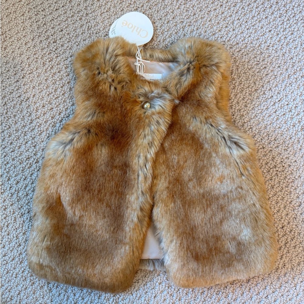 Chloé Beige Faux Fur girls Vest size 4